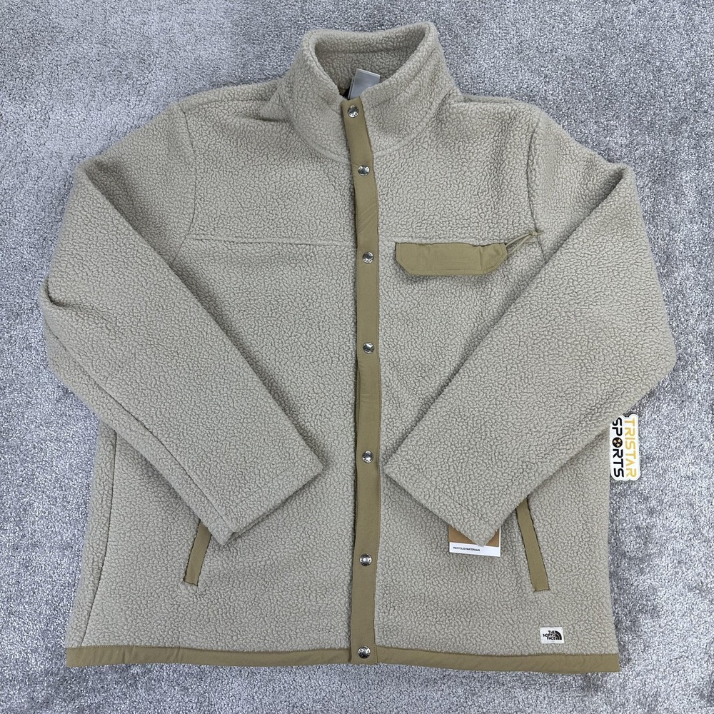 The North Face Cragmont Snap Jacket Mens 2XL Flax Tan Sherpa Fleece Recycled